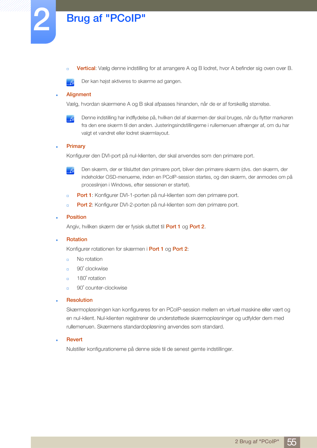 Samsung LF-NBNHNN/EN manual Alignment, Primary, Position, Rotation, Resolution, Revert 