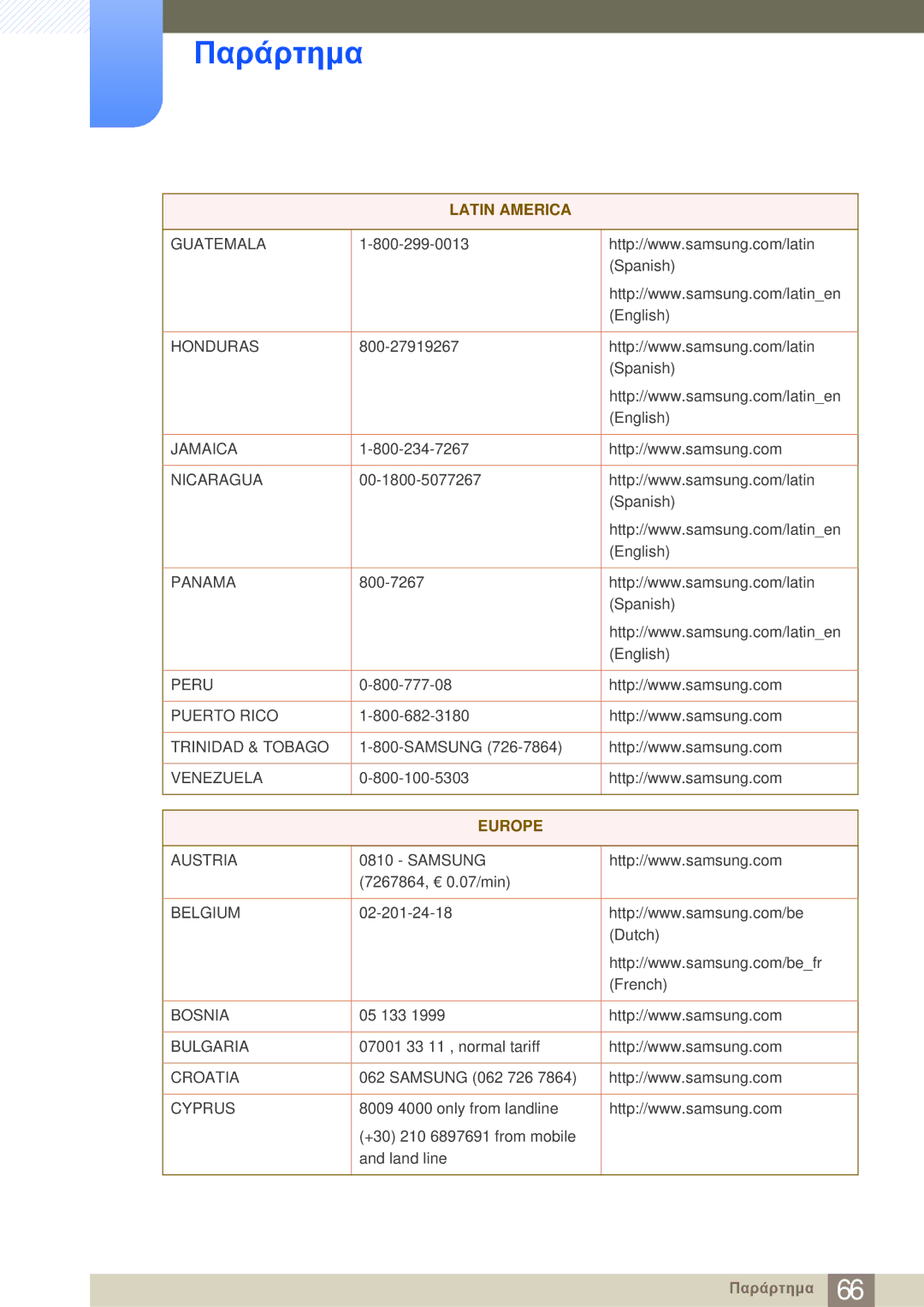 Samsung LF-NBNHNN/EN manual Europe 