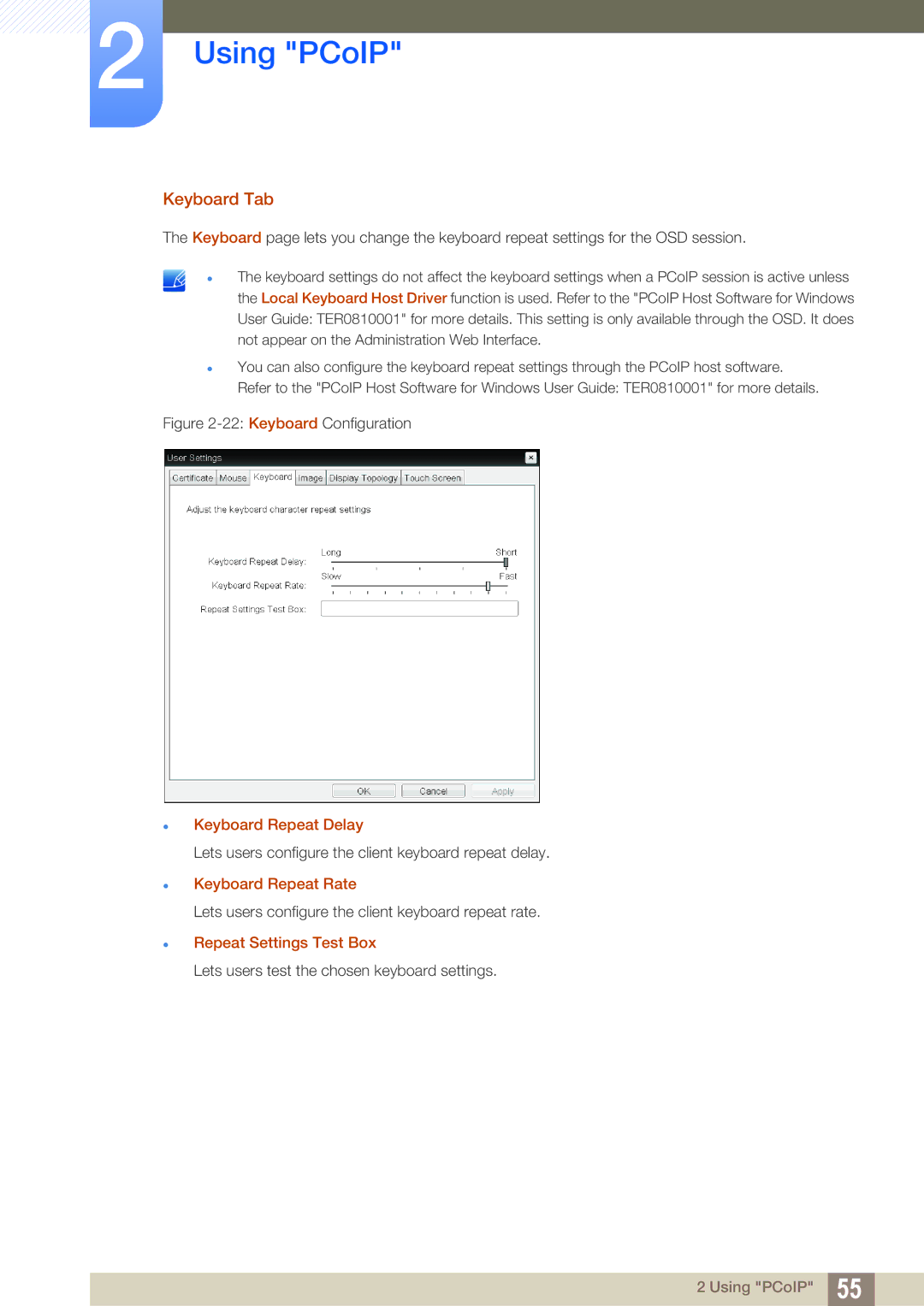 Samsung LF-NXN2N/EN, LF00FNXPFBZXEN, LF00FNXPFBZXXV, LF-NXN2N/XY, LF00FNXPFBZXCI manual Keyboard Tab, Keyboard Repeat Delay 