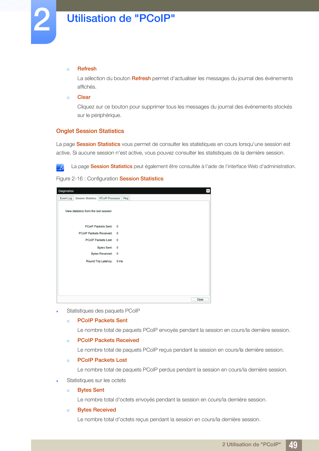 Samsung LF00FNXPFBZXEN, LF-NXN2N/EN manual Onglet Session Statistics 