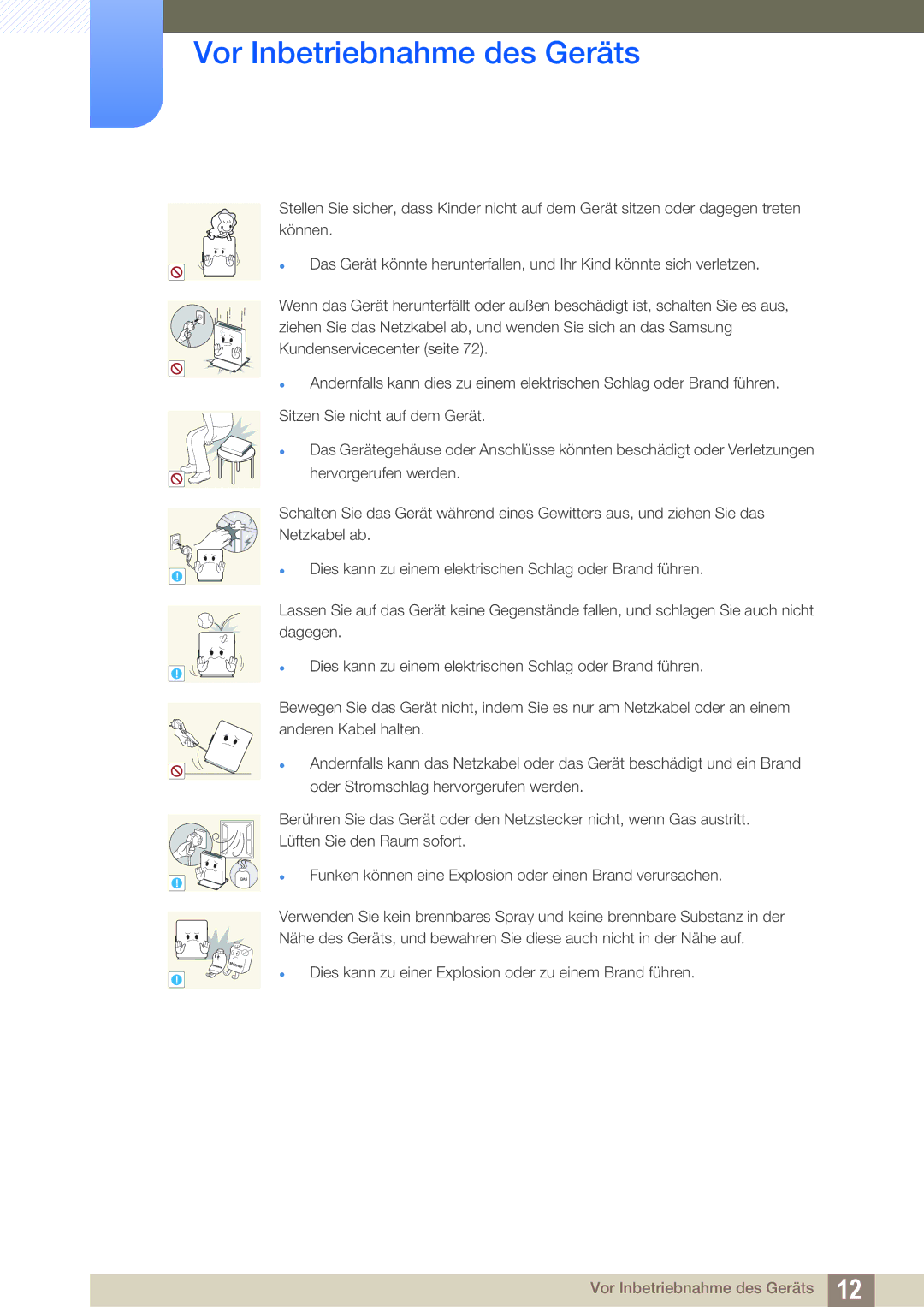 Samsung LF-NXN2N/EN, LF00FNXPFBZXEN manual Vor Inbetriebnahme des Geräts 