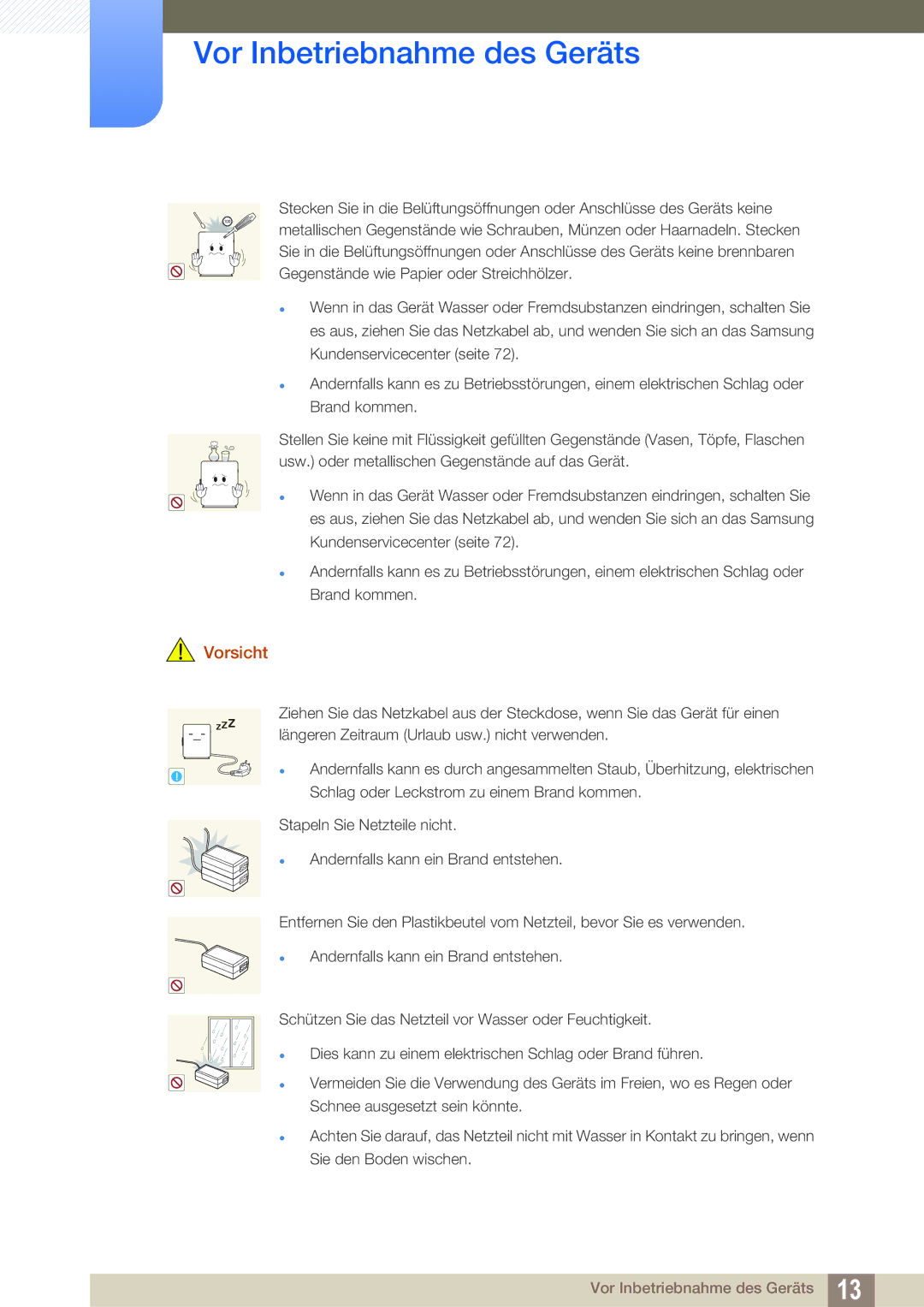 Samsung LF00FNXPFBZXEN, LF-NXN2N/EN manual Vor Inbetriebnahme des Geräts 