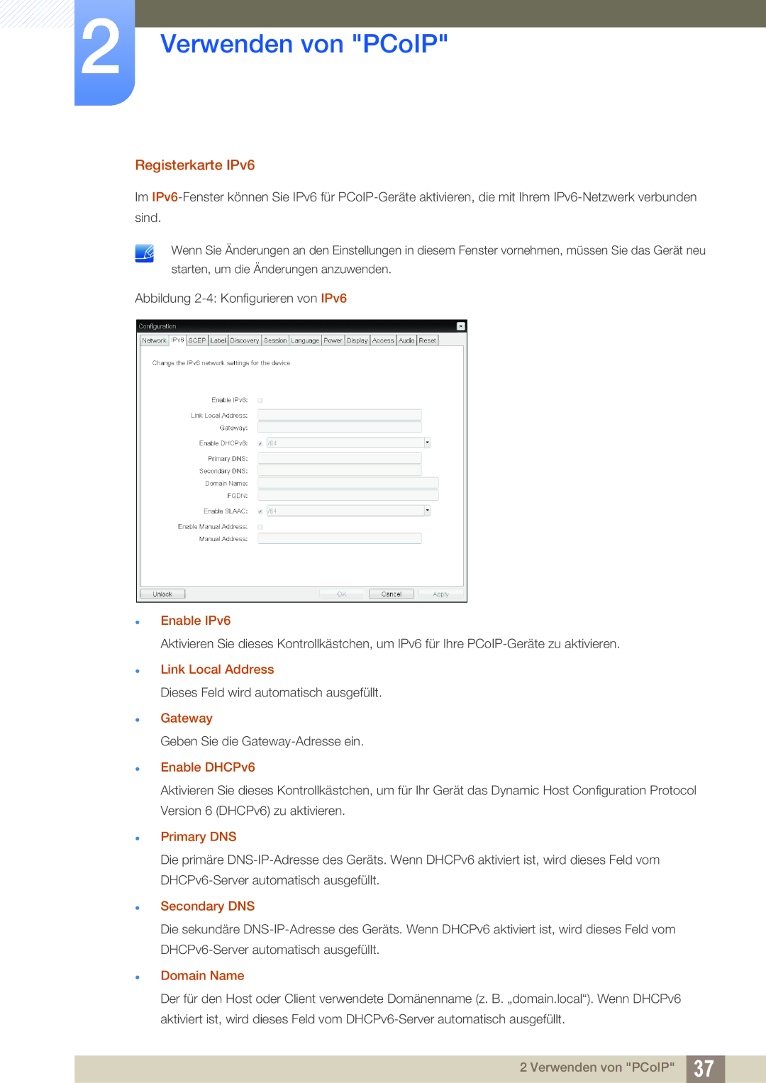 Samsung LF00FNXPFBZXEN, LF-NXN2N/EN manual Registerkarte IPv6 