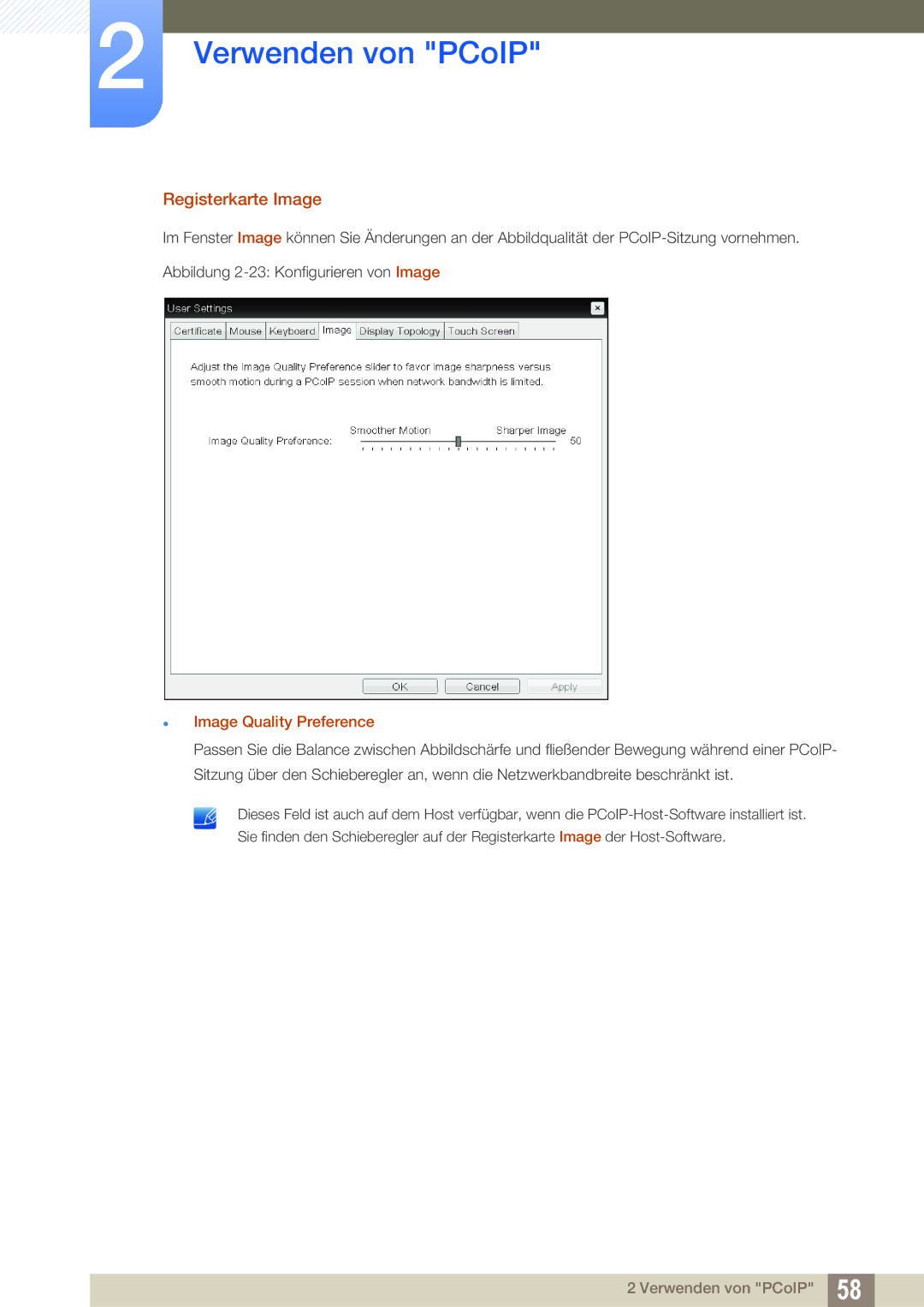 Samsung LF-NXN2N/EN, LF00FNXPFBZXEN manual Registerkarte Image,  Image Quality Preference 