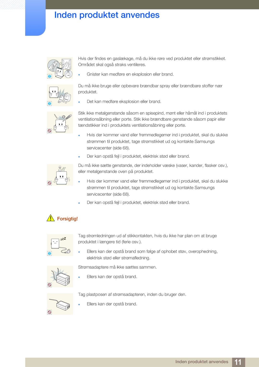 Samsung LF00FNXPFBZXEN, LF-NXN2N/EN manual Inden produktet anvendes 