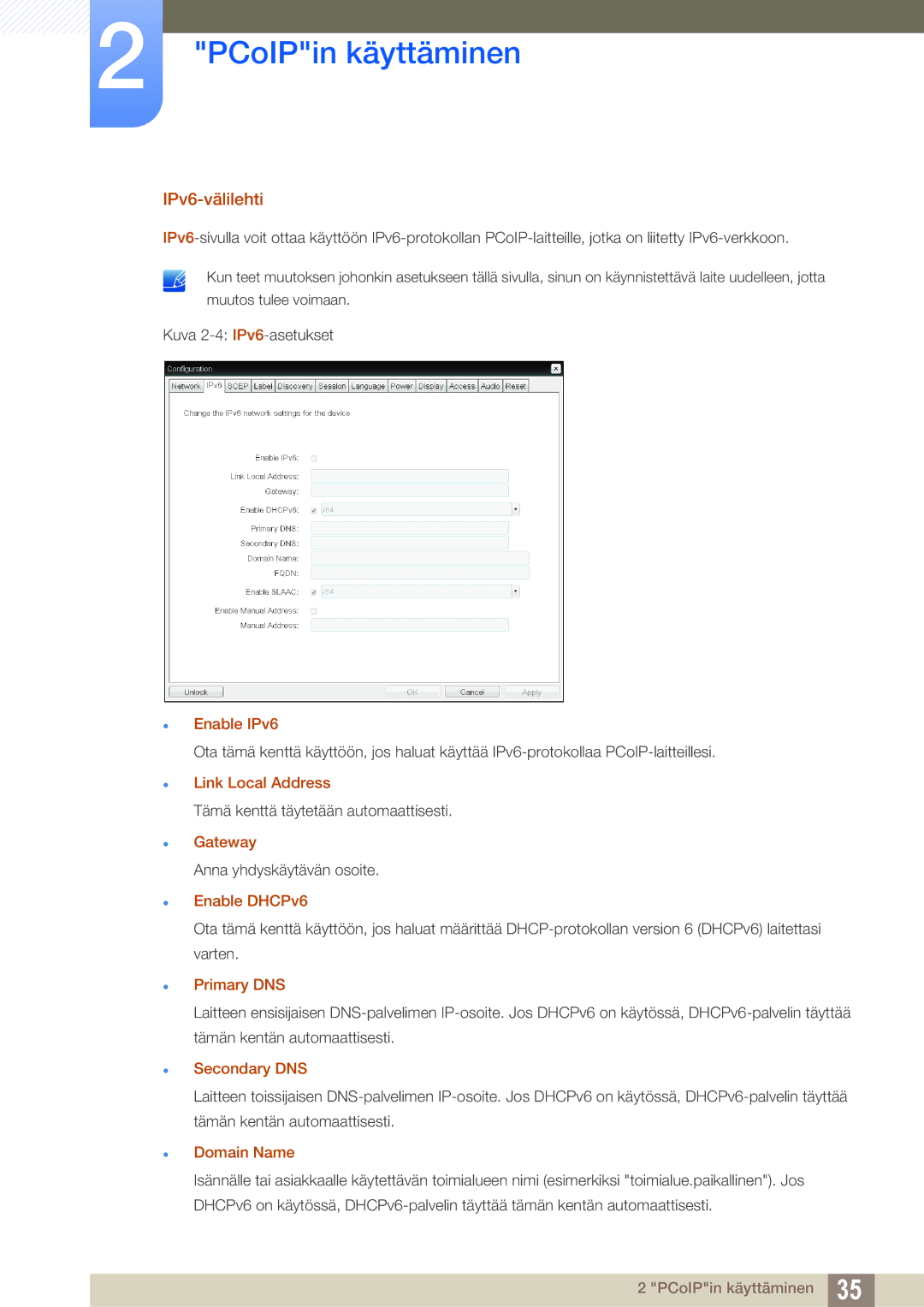 Samsung LF00FNXPFBZXEN, LF-NXN2N/EN manual IPv6-välilehti 