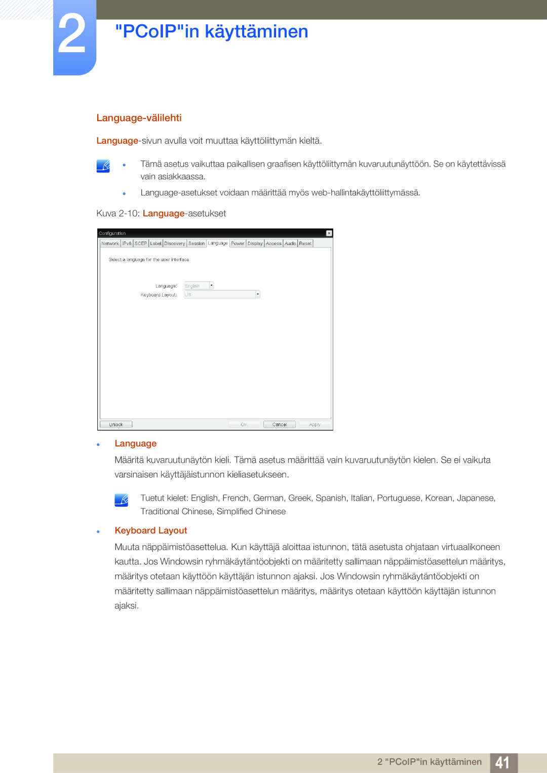 Samsung LF00FNXPFBZXEN, LF-NXN2N/EN manual Language-välilehti, Keyboard Layout 