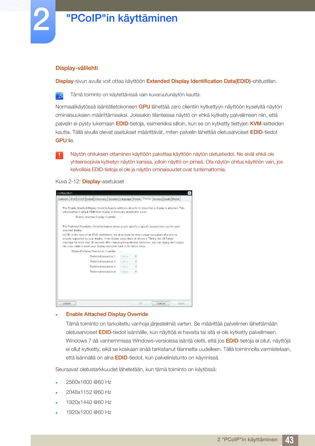 Samsung LF00FNXPFBZXEN, LF-NXN2N/EN manual Display-välilehti,  Enable Attached Display Override 