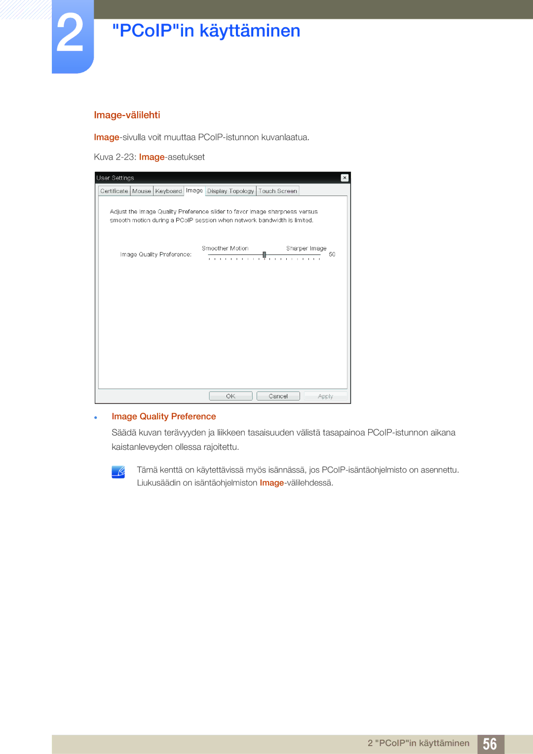 Samsung LF-NXN2N/EN, LF00FNXPFBZXEN manual Image-välilehti,  Image Quality Preference 