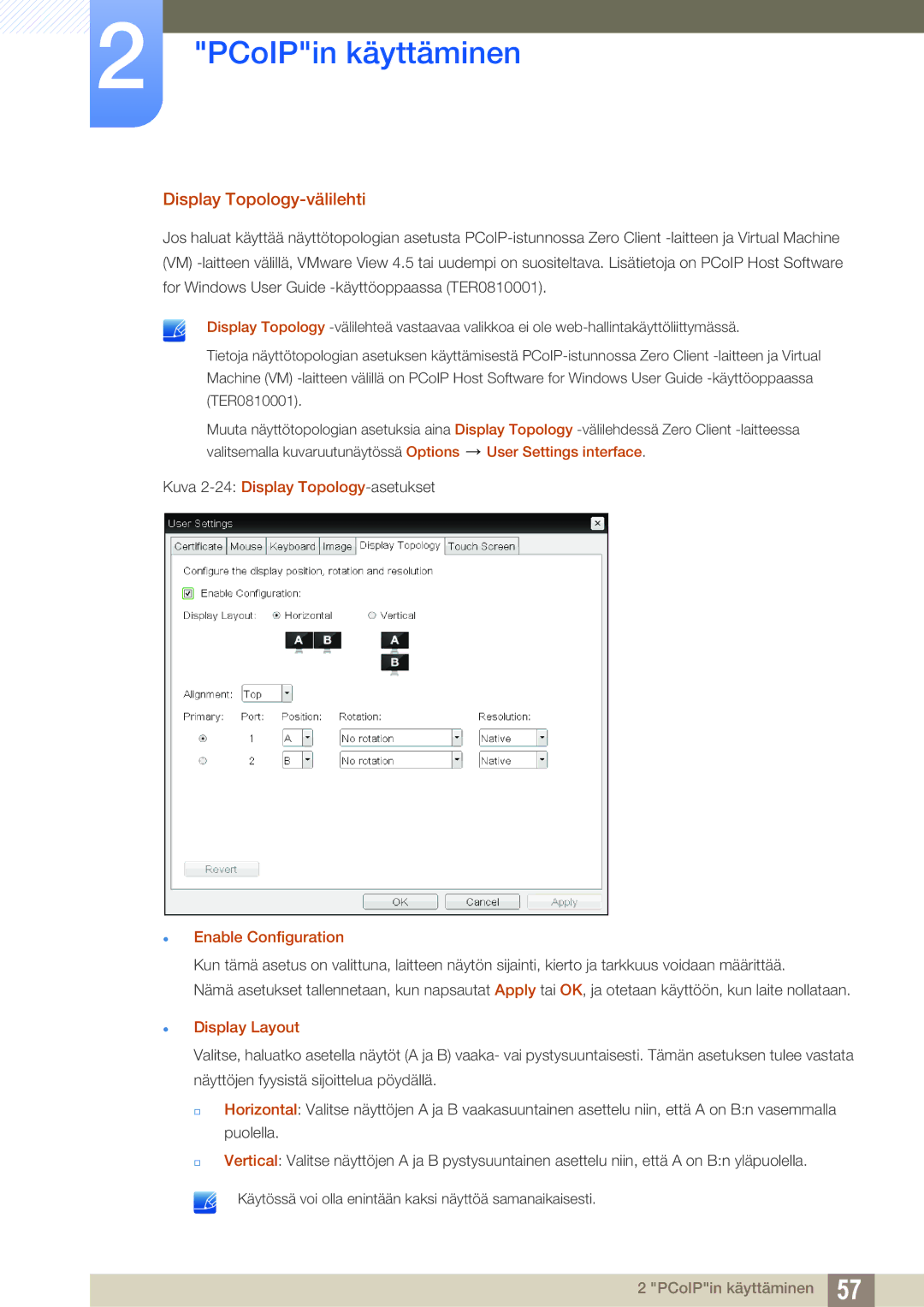 Samsung LF00FNXPFBZXEN, LF-NXN2N/EN manual Display Topology-välilehti,  Enable Configuration,  Display Layout 