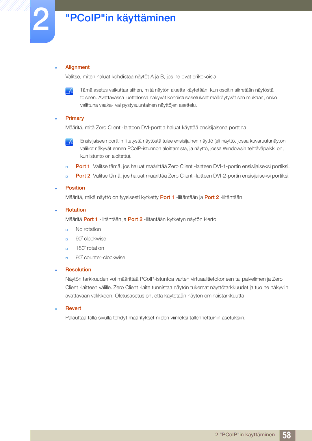 Samsung LF-NXN2N/EN, LF00FNXPFBZXEN manual  Alignment,  Primary,  Position,  Rotation,  Resolution,  Revert 