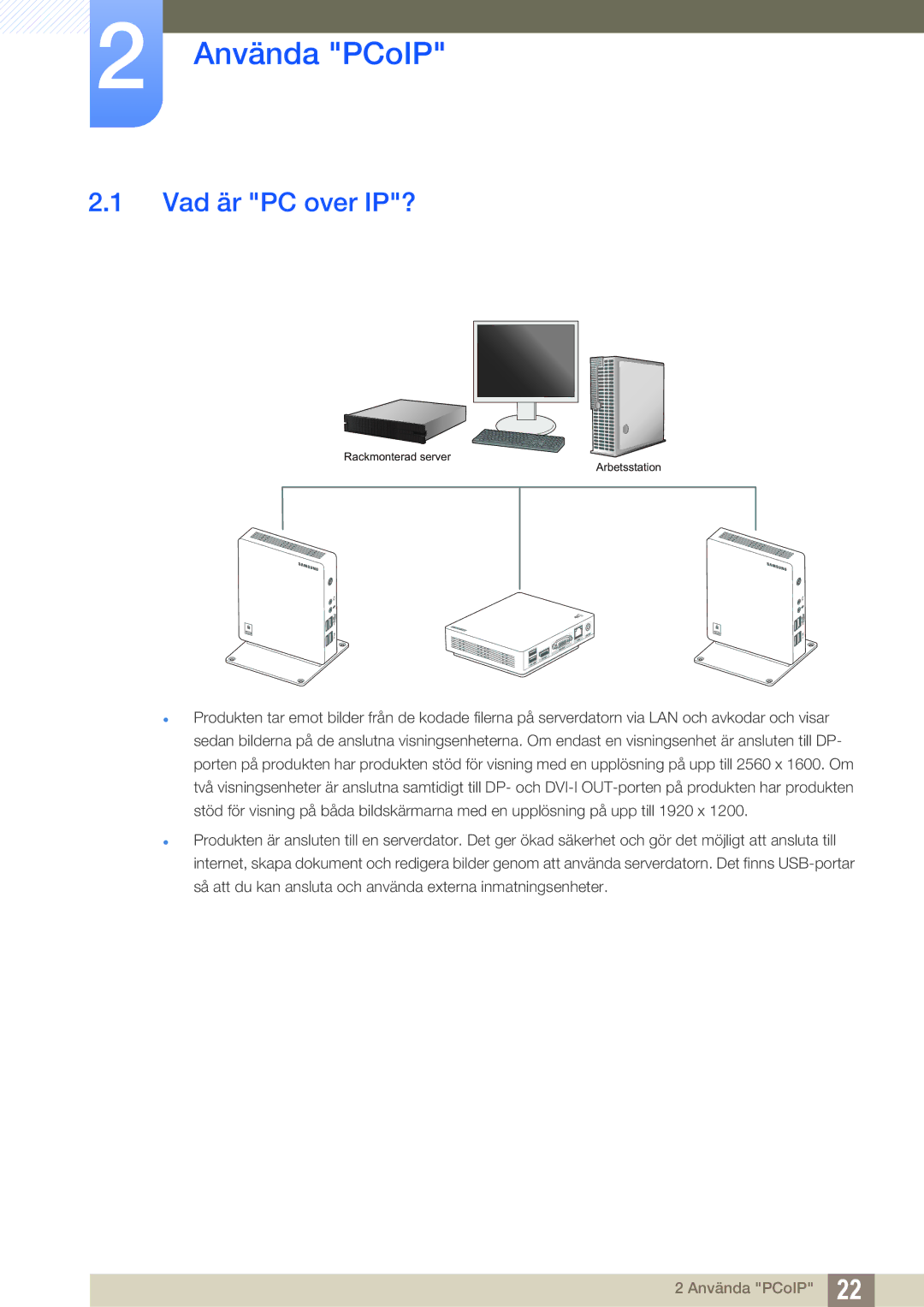 Samsung LF-NXN2N/EN, LF00FNXPFBZXEN manual Använda PCoIP, Vad är PC over IP? 