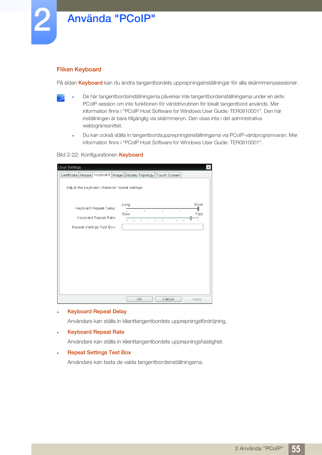 Samsung LF00FNXPFBZXEN, LF-NXN2N/EN manual Fliken Keyboard, Keyboard Repeat Delay 