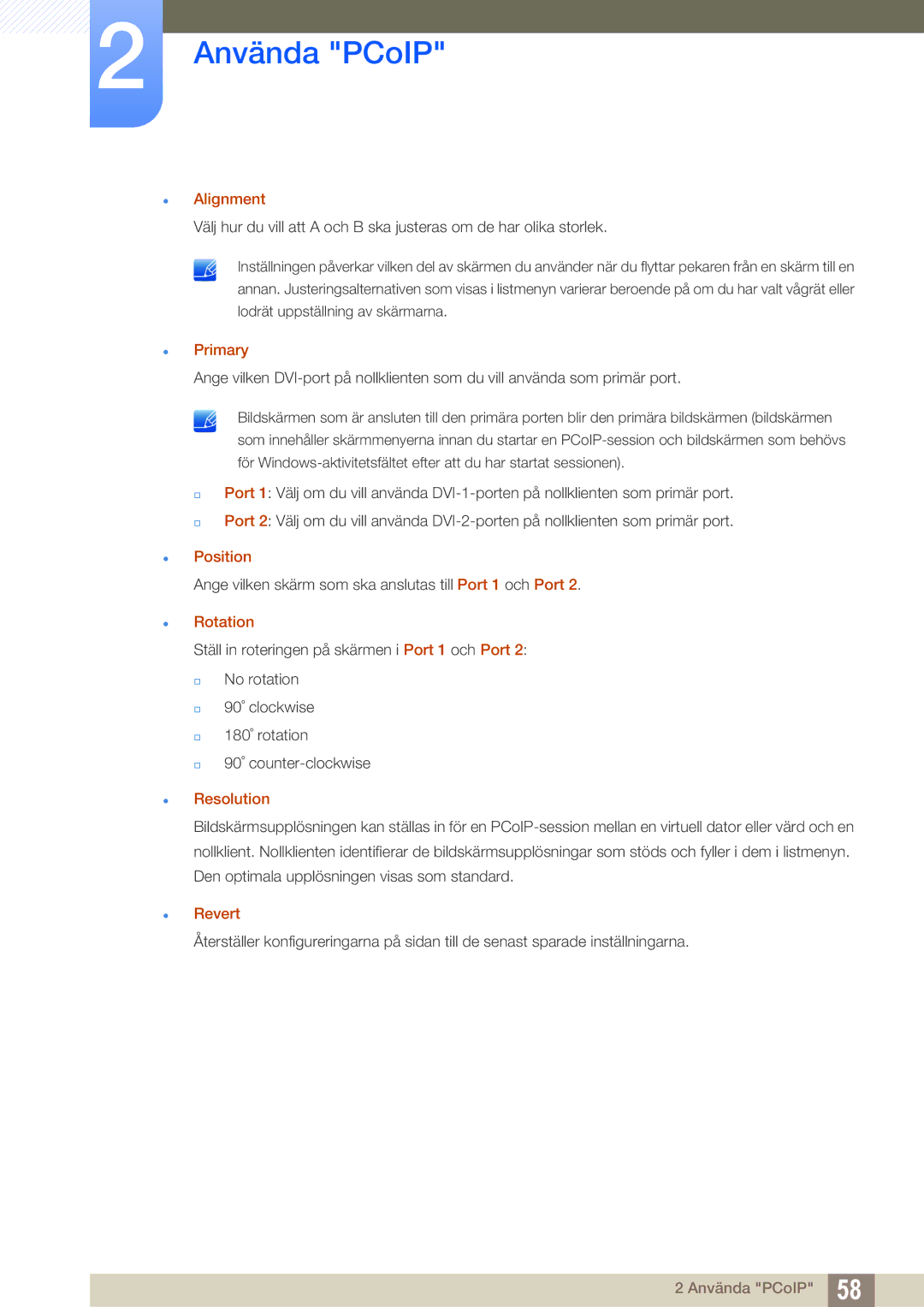 Samsung LF-NXN2N/EN, LF00FNXPFBZXEN manual  Alignment,  Primary,  Position,  Rotation,  Resolution,  Revert 