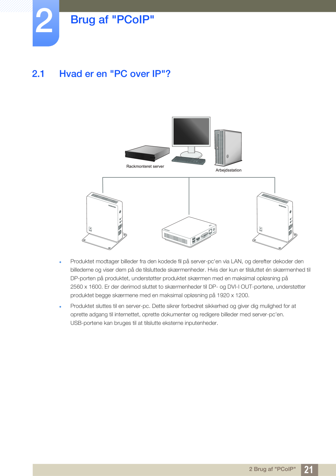 Samsung LF00FNXPFBZXEN, LF-NXN2N/EN manual Brug af PCoIP, Hvad er en PC over IP? 