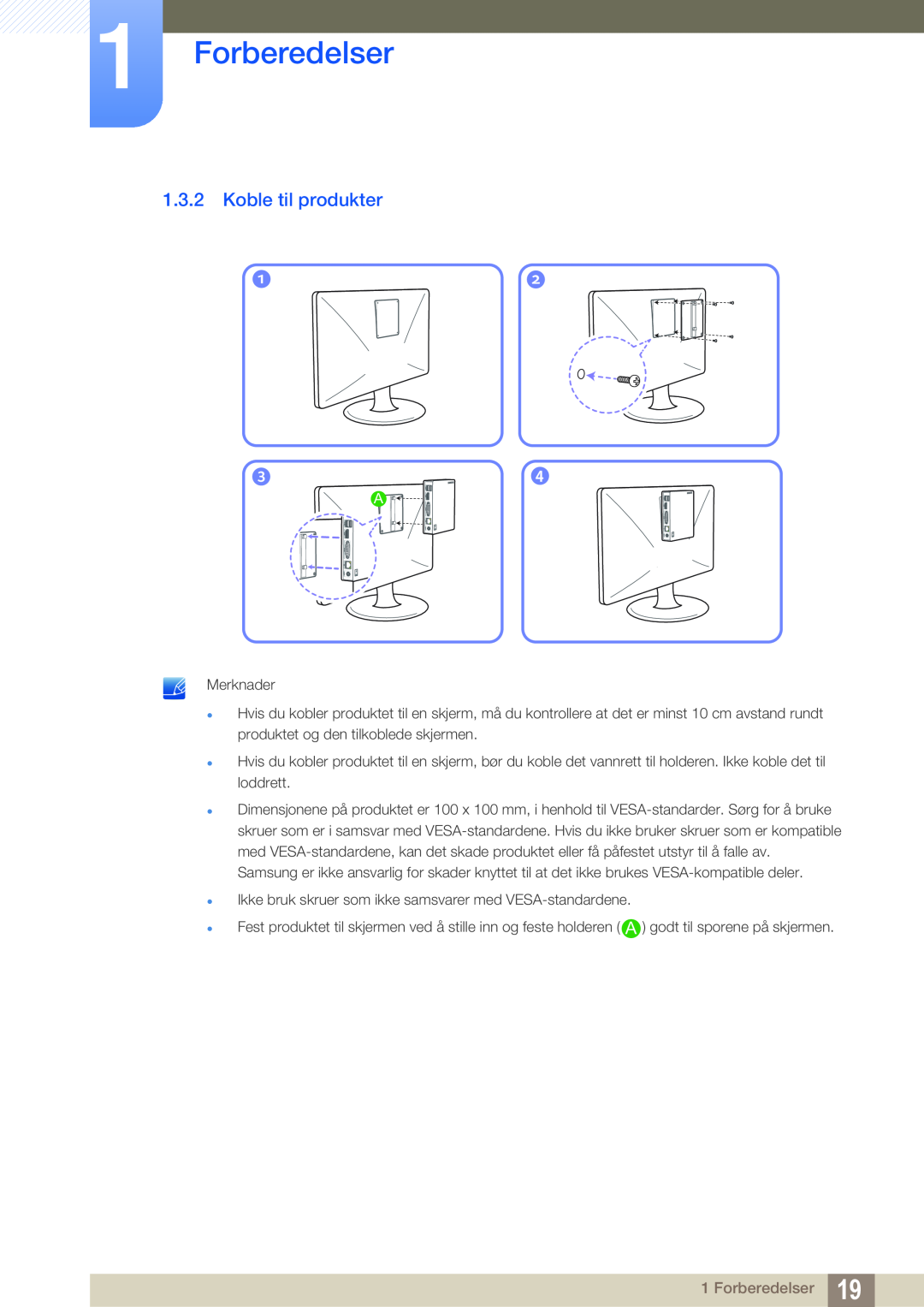 Samsung LF00FNXPFBZXEN, LF-NXN2N/EN manual Koble til produkter, Forberedelser 