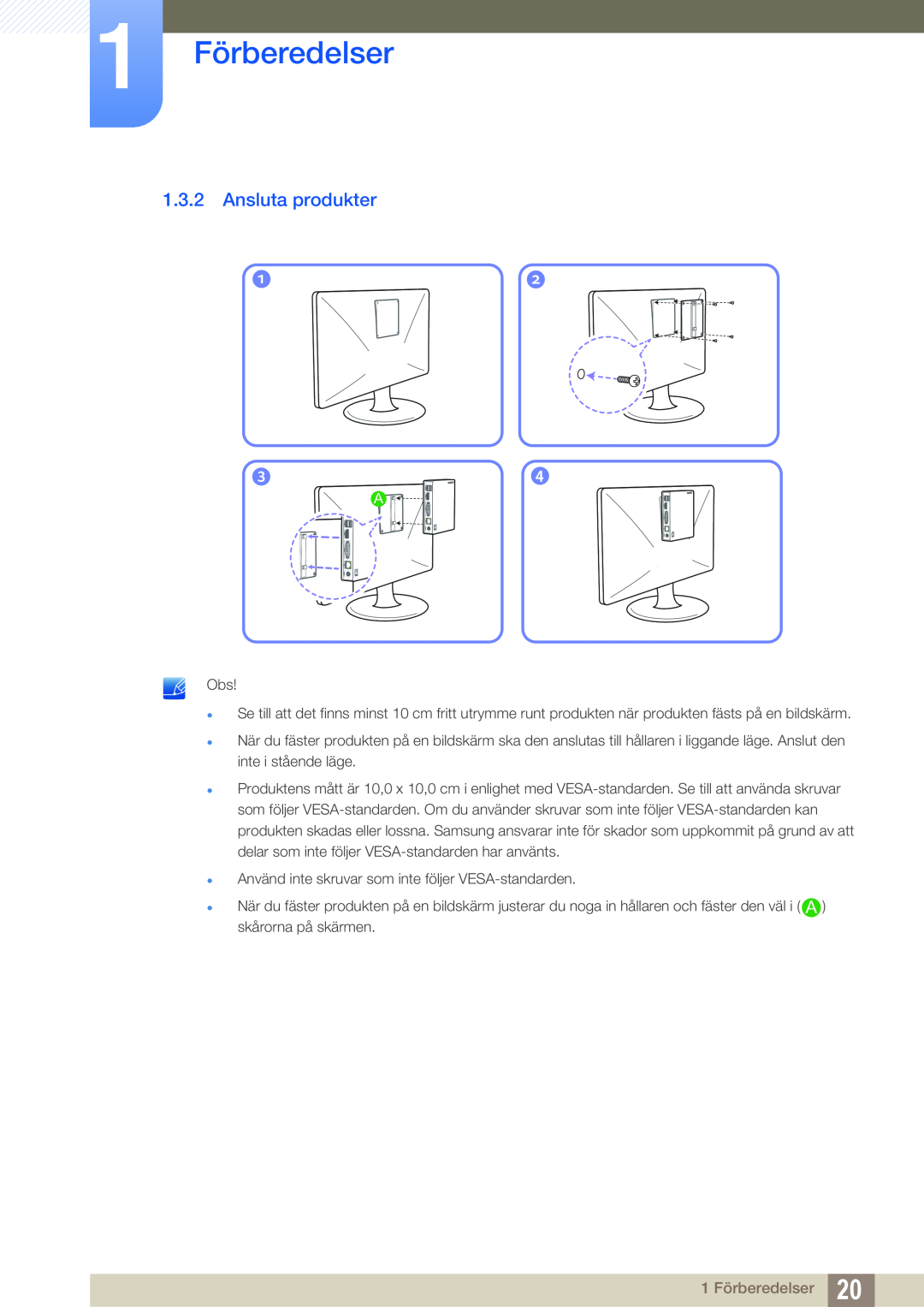 Samsung LF-NXN2N/EN, LF00FNXPFBZXEN manual Ansluta produkter, 1 Förberedelser 