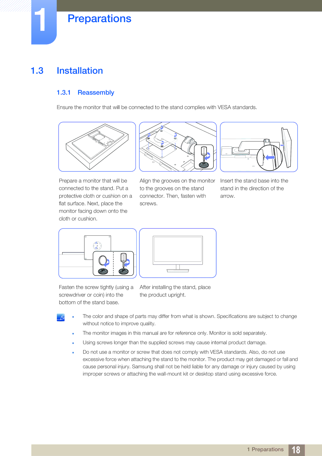 Samsung LF-TBWHD/EN, LF-TBWHF/EN, LF-TBCHA/EN, LF-TBWHF/XY manual Installation, Reassembly 