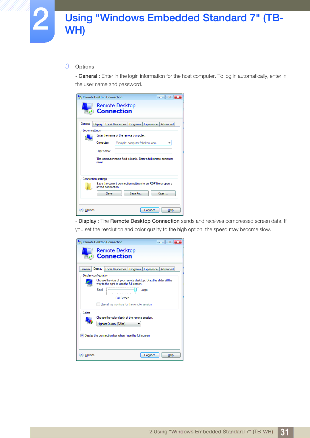 Samsung LF-TBWHF/XY, LF-TBWHF/EN, LF-TBCHA/EN, LF-TBWHD/EN manual UsingWH Windows Embedded Standard 7 TB 