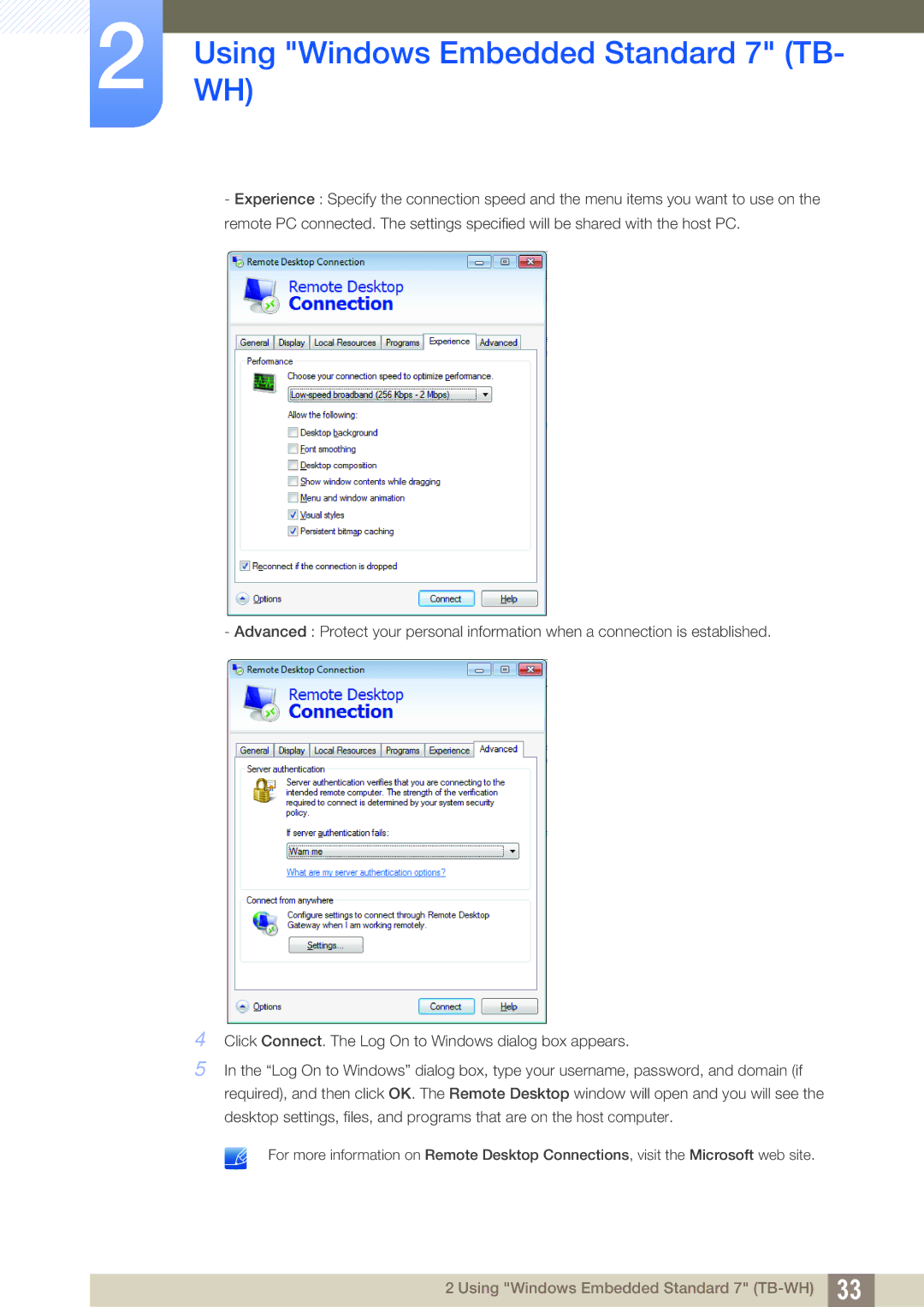 Samsung LF-TBCHA/EN, LF-TBWHF/EN, LF-TBWHD/EN, LF-TBWHF/XY manual UsingWH Windows Embedded Standard 7 TB 