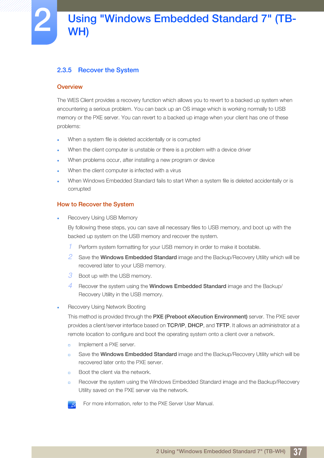 Samsung LF-TBCHA/EN, LF-TBWHF/EN, LF-TBWHD/EN, LF-TBWHF/XY manual Overview, How to Recover the System 