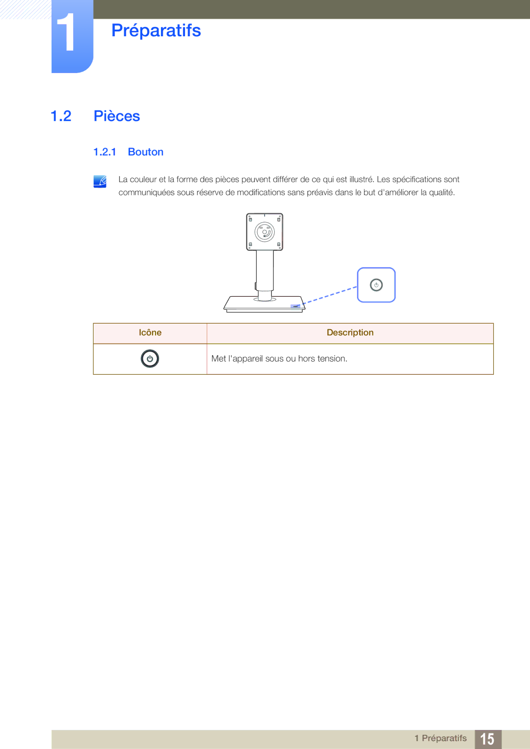 Samsung LF-TBWHF/EN, LF-TBCHA/EN, LF-TBWHD/EN manual Pièces, Bouton 