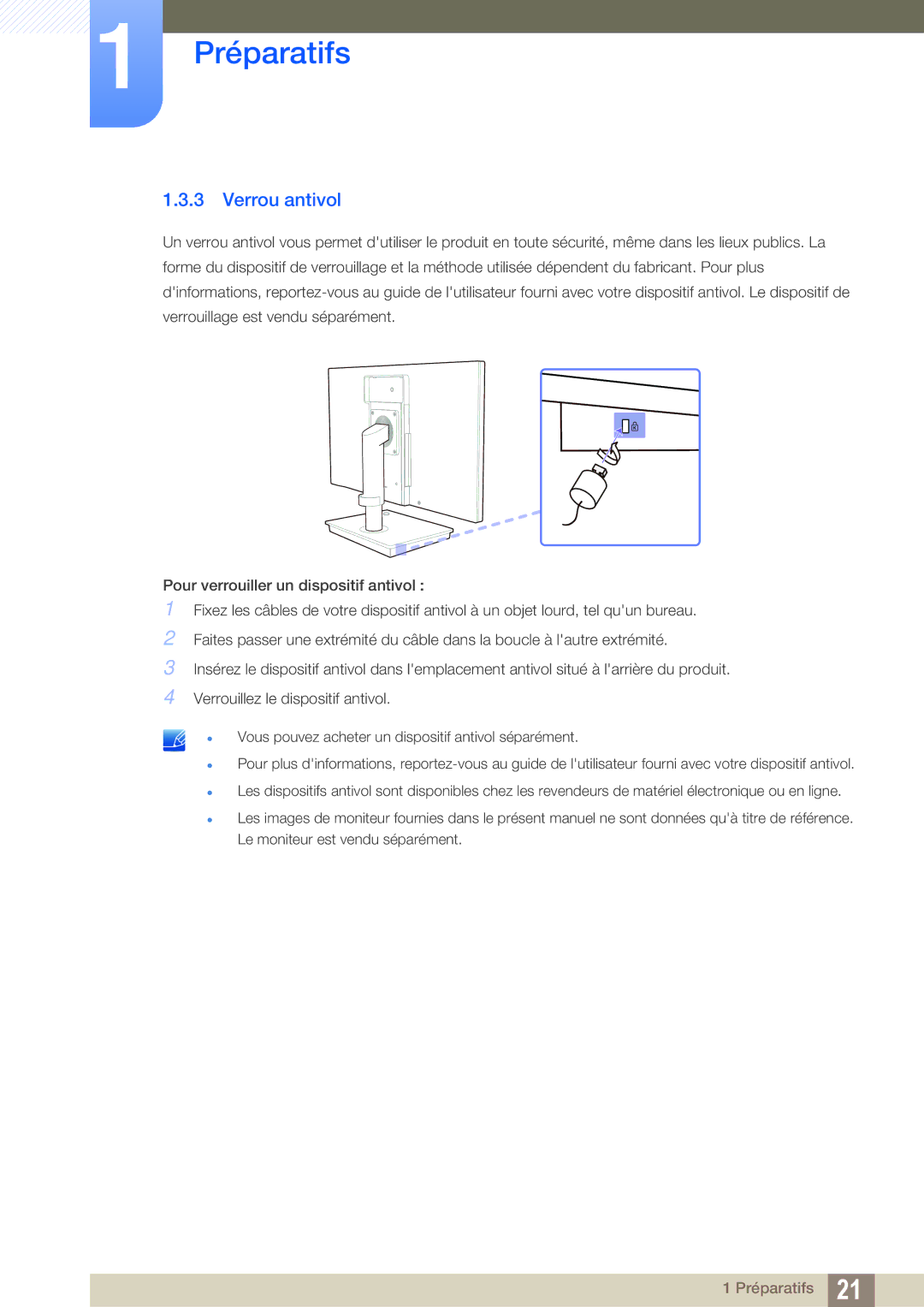 Samsung LF-TBWHF/EN, LF-TBCHA/EN, LF-TBWHD/EN manual Verrou antivol 