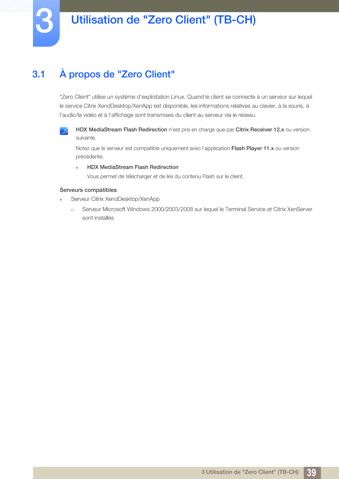 Samsung LF-TBWHF/EN, LF-TBCHA/EN, LF-TBWHD/EN manual Utilisation de Zero Client TB-CH, À propos de Zero Client 