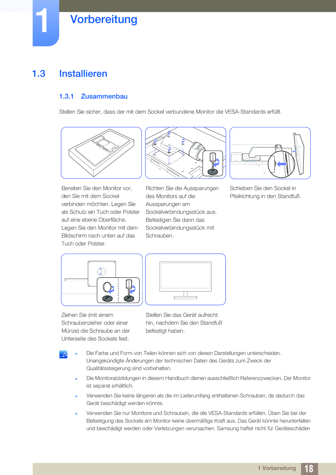 Samsung LF-TBWHF/EN, LF-TBWHD/EN manual Installieren, Zusammenbau 