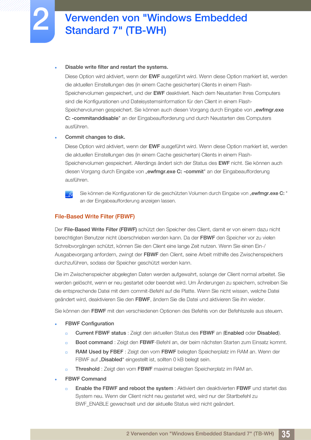 Samsung LF-TBWHD/EN, LF-TBWHF/EN manual File-Based Write Filter Fbwf 