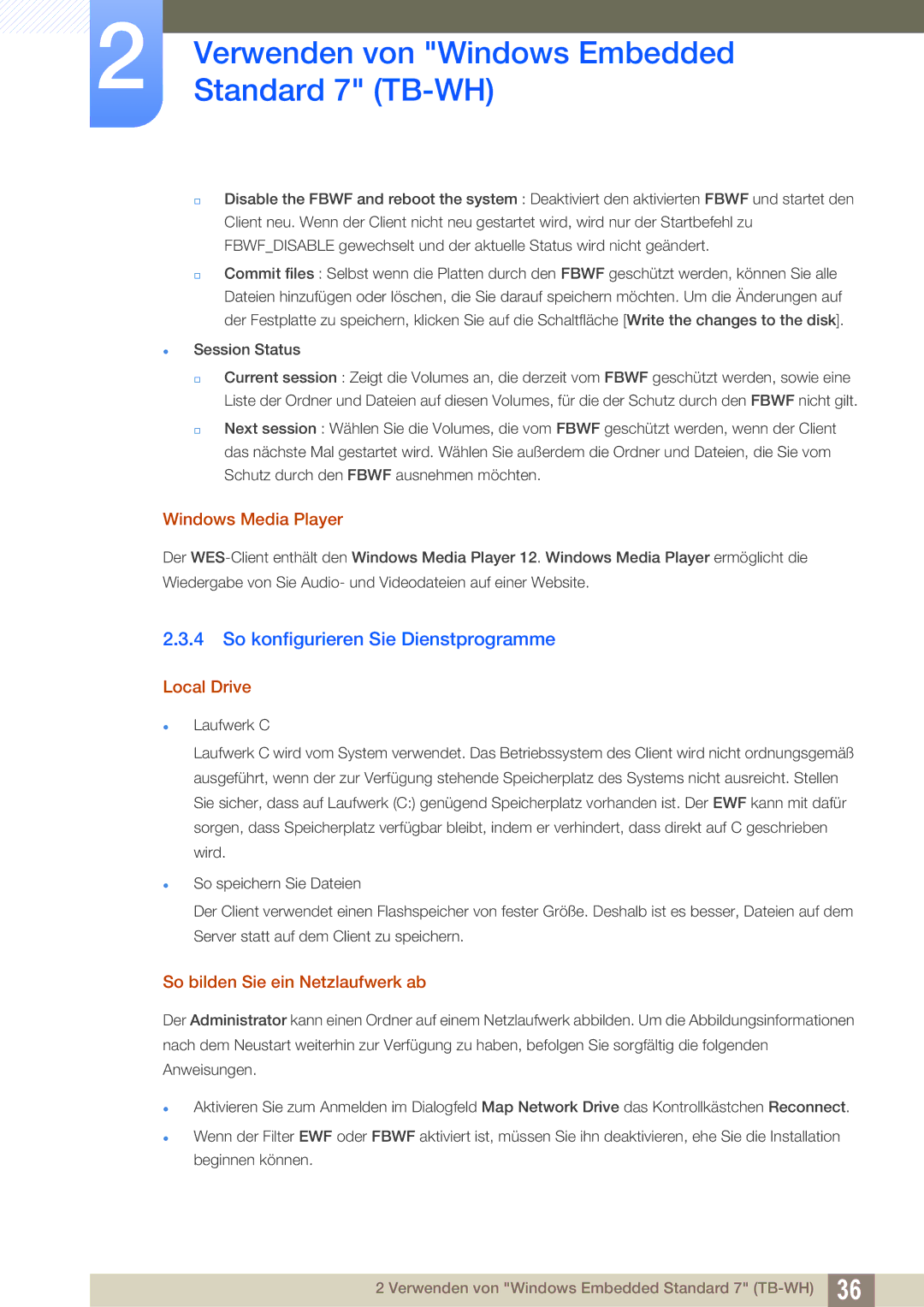 Samsung LF-TBWHF/EN, LF-TBWHD/EN manual So konfigurieren Sie Dienstprogramme, Windows Media Player, Local Drive 