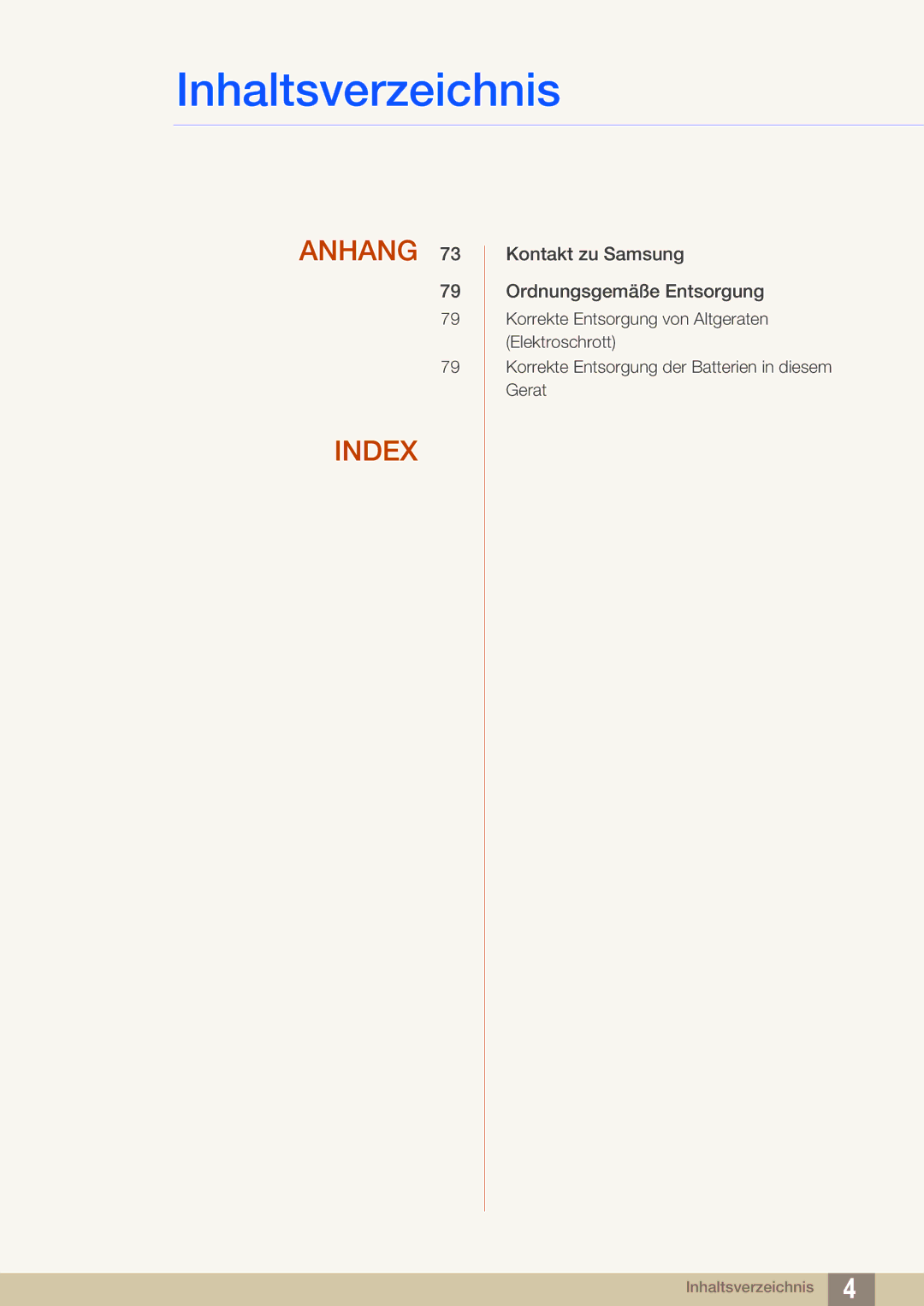 Samsung LF-TBWHF/EN, LF-TBWHD/EN manual Anhang Index 