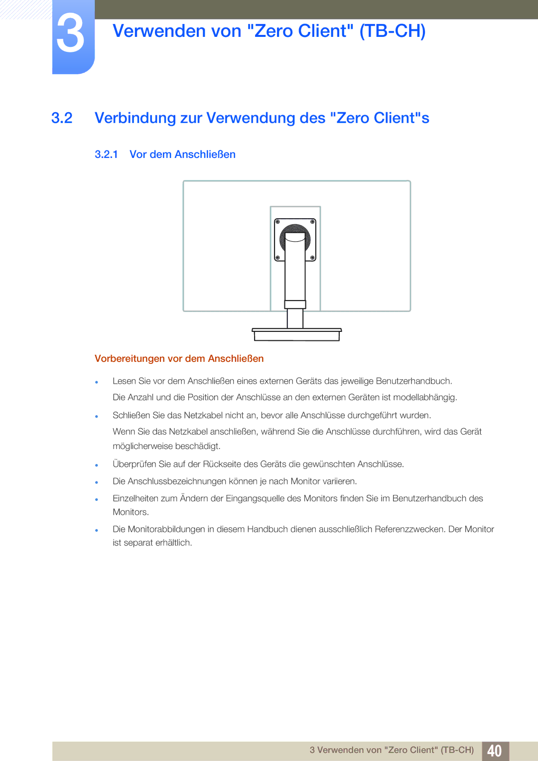 Samsung LF-TBWHF/EN, LF-TBWHD/EN manual Verbindung zur Verwendung des Zero Clients, Vor dem Anschließen 