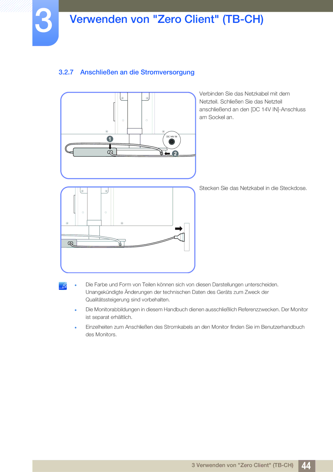 Samsung LF-TBWHF/EN, LF-TBWHD/EN manual Anschließen an die Stromversorgung 