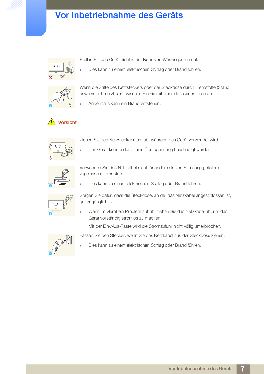 Samsung LF-TBWHD/EN, LF-TBWHF/EN manual Vorsicht 