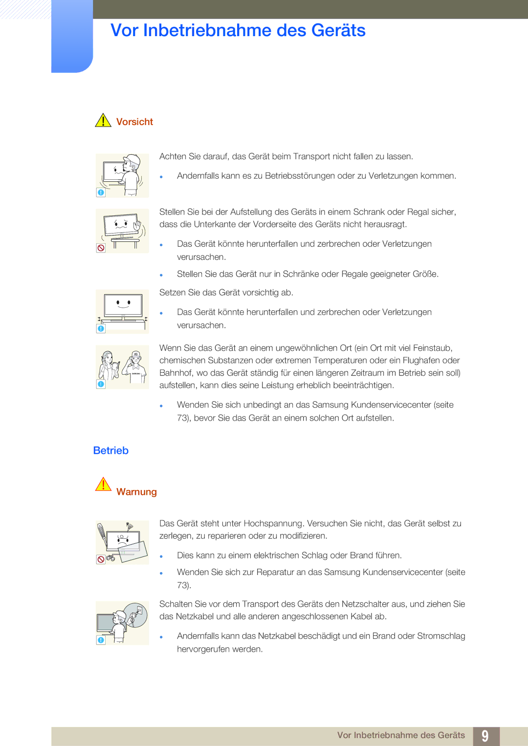 Samsung LF-TBWHD/EN, LF-TBWHF/EN manual Betrieb 