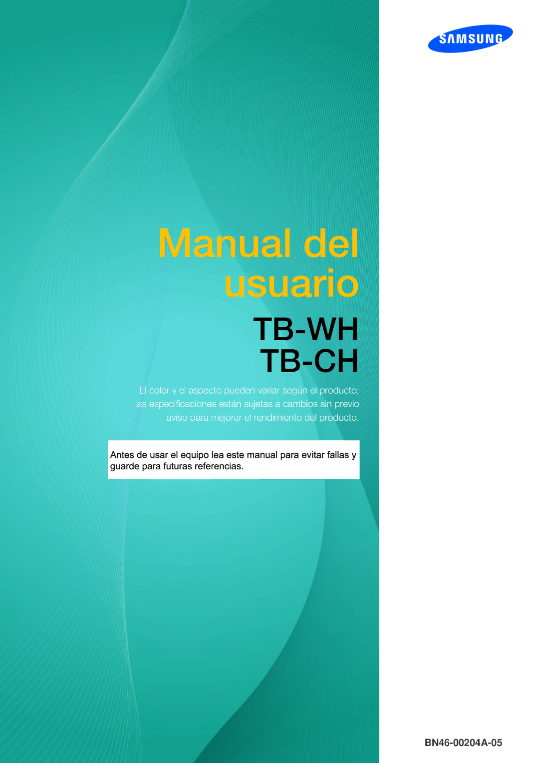 Samsung LF-TBWHD/EN, LF-TBWHF/EN manual Manual del usuario 