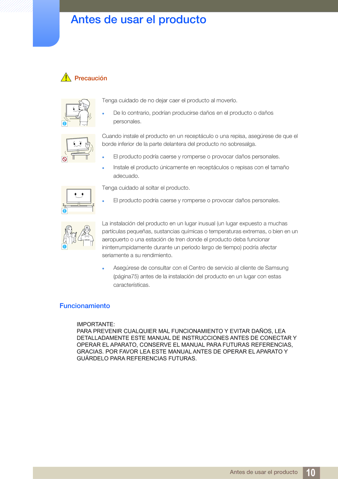 Samsung LF-TBWHF/EN, LF-TBWHD/EN manual Funcionamiento 