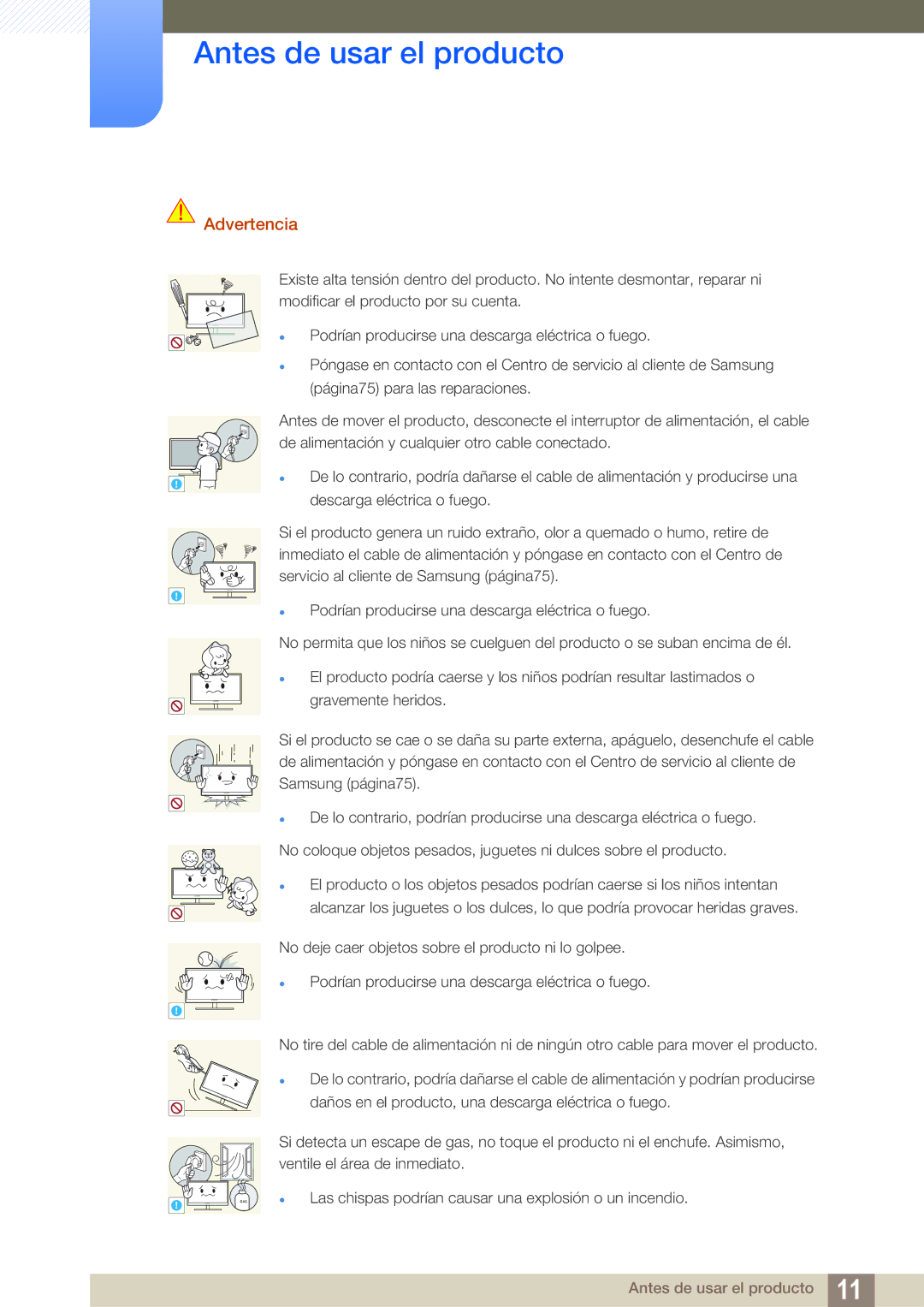 Samsung LF-TBWHD/EN, LF-TBWHF/EN manual Las chispas podrían causar una explosión o un incendio 