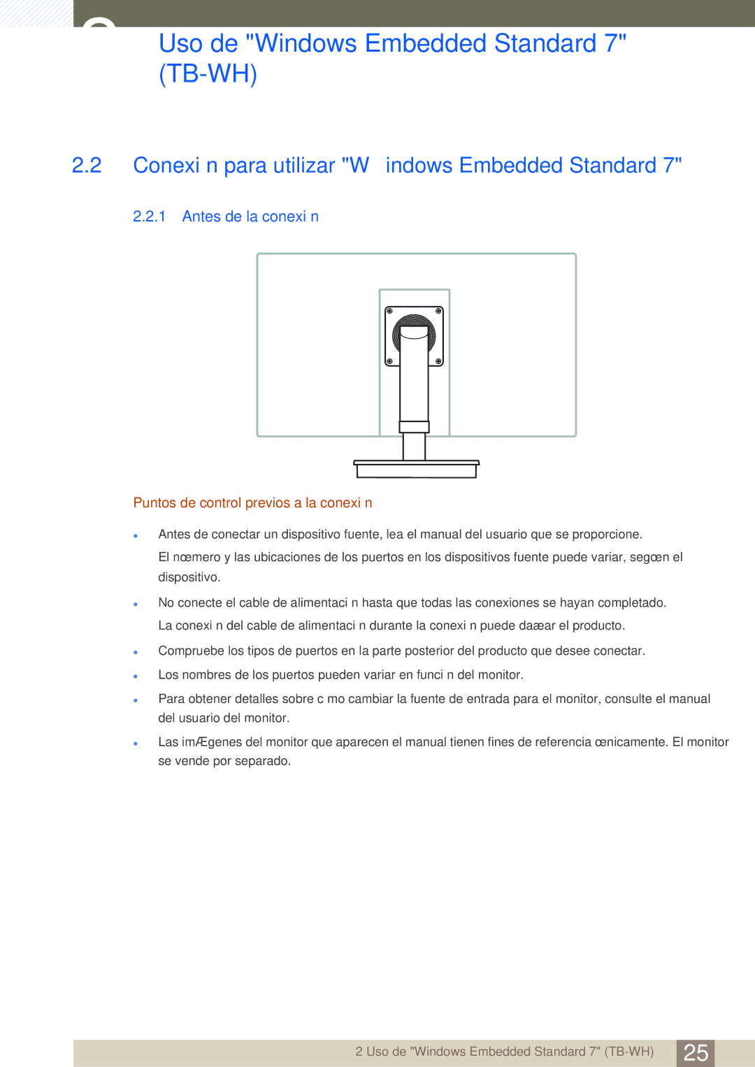 Samsung LF-TBWHD/EN, LF-TBWHF/EN manual Conexión para utilizar Windows Embedded Standard, Antes de la conexión 