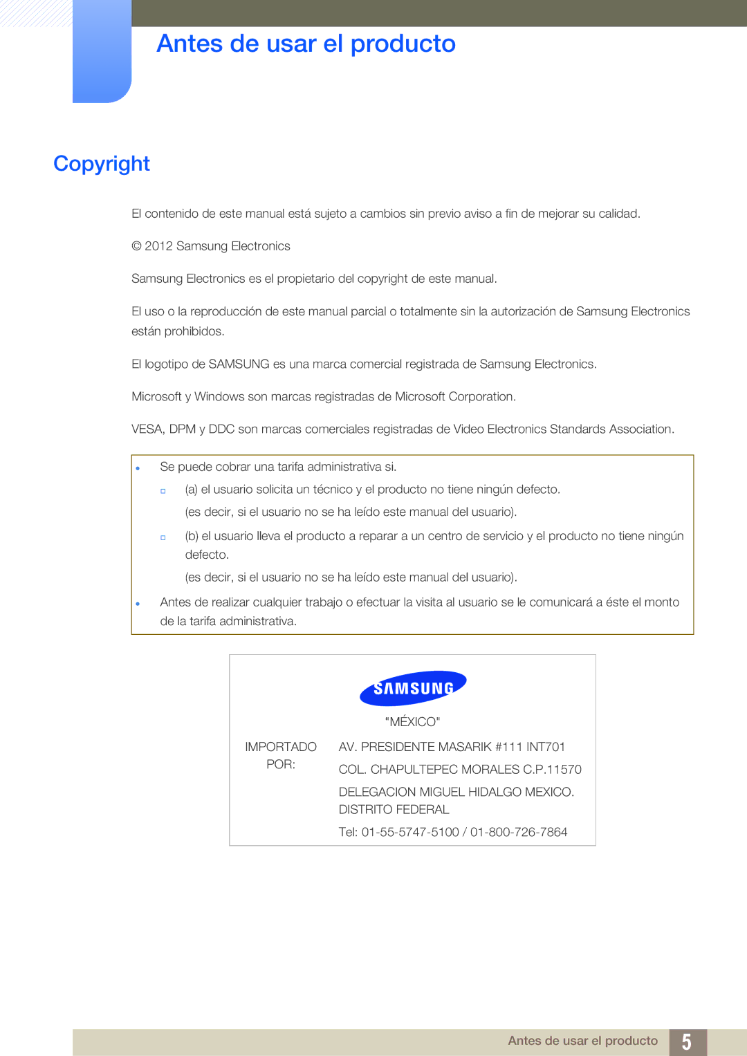 Samsung LF-TBWHD/EN, LF-TBWHF/EN manual Antes de usar el producto, Copyright 