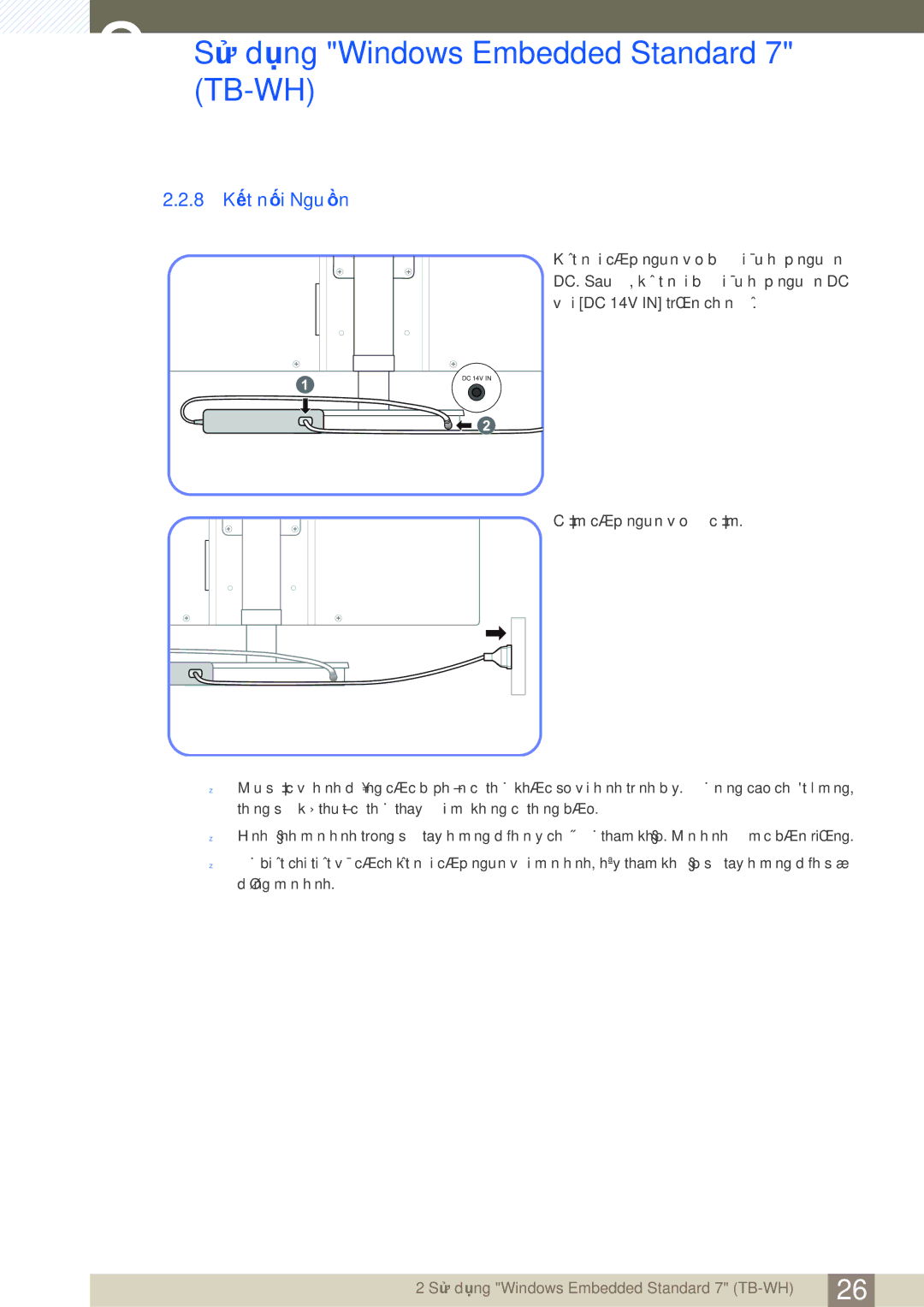 Samsung LF-TBWHF/XY manual 8 Kết nối Nguồn 