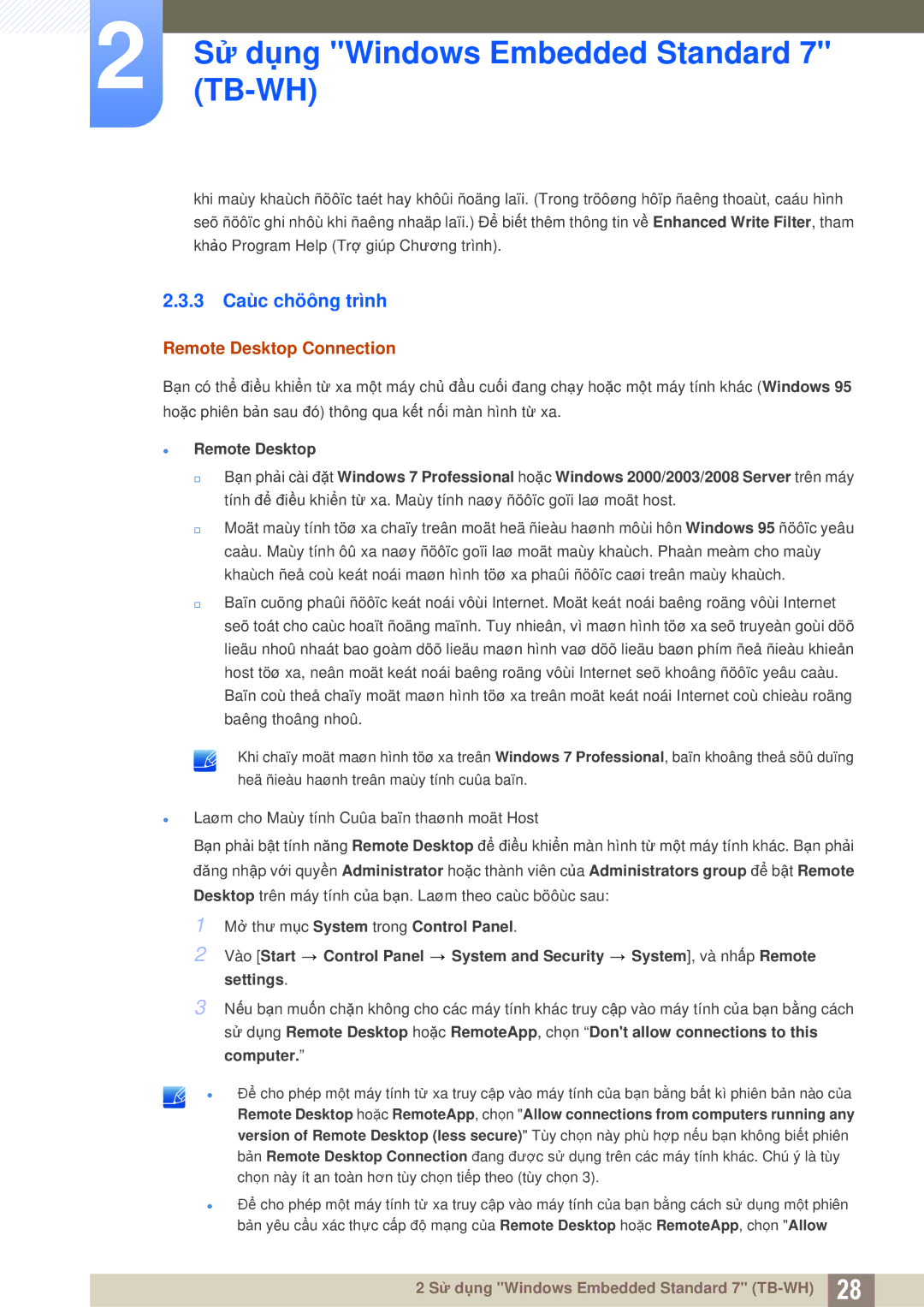 Samsung LF-TBWHF/XY manual 3 Caùc chöông trình, Remote Desktop Connection 