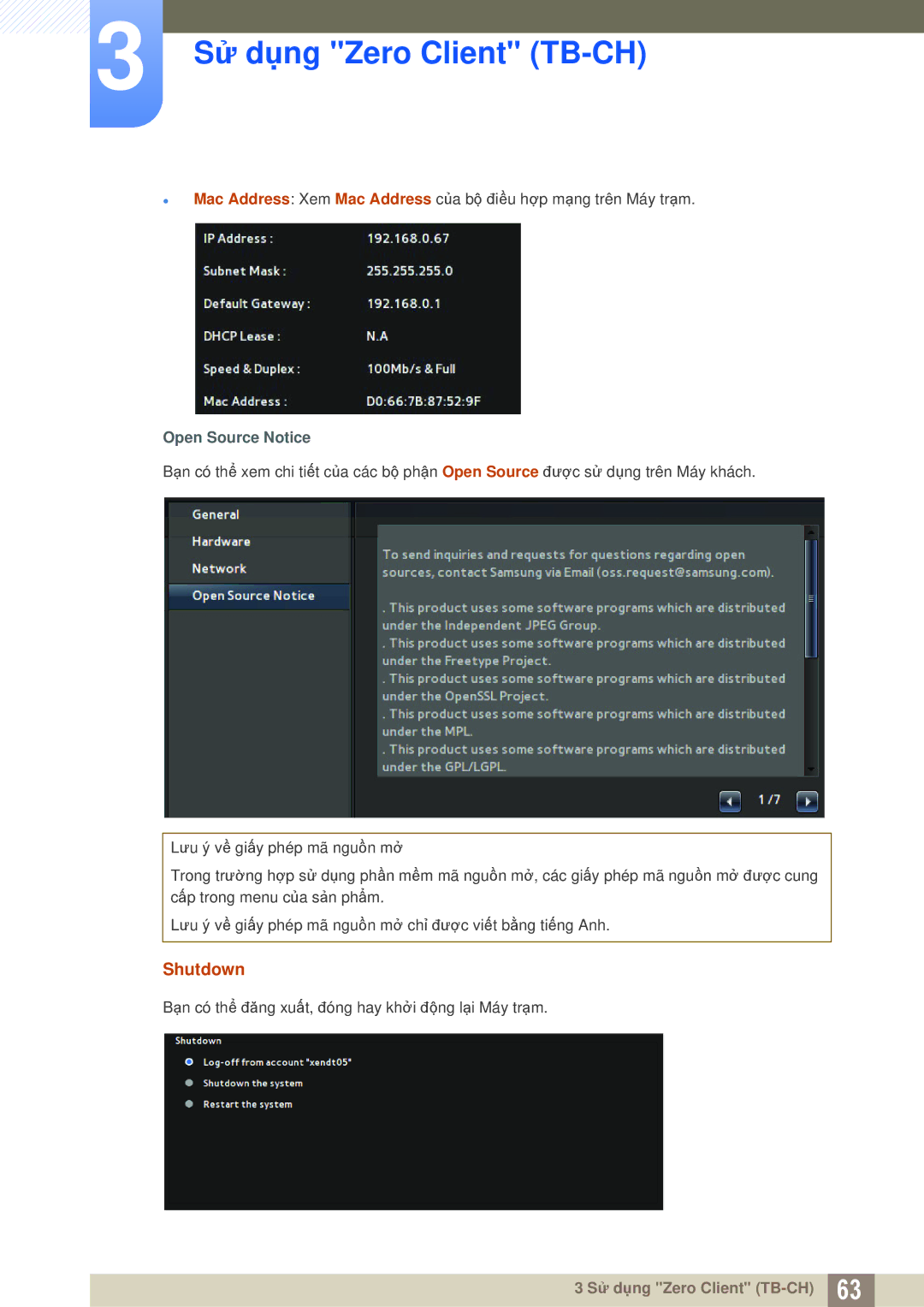 Samsung LF-TBWHF/XY manual Shutdown, Open Source Notice 