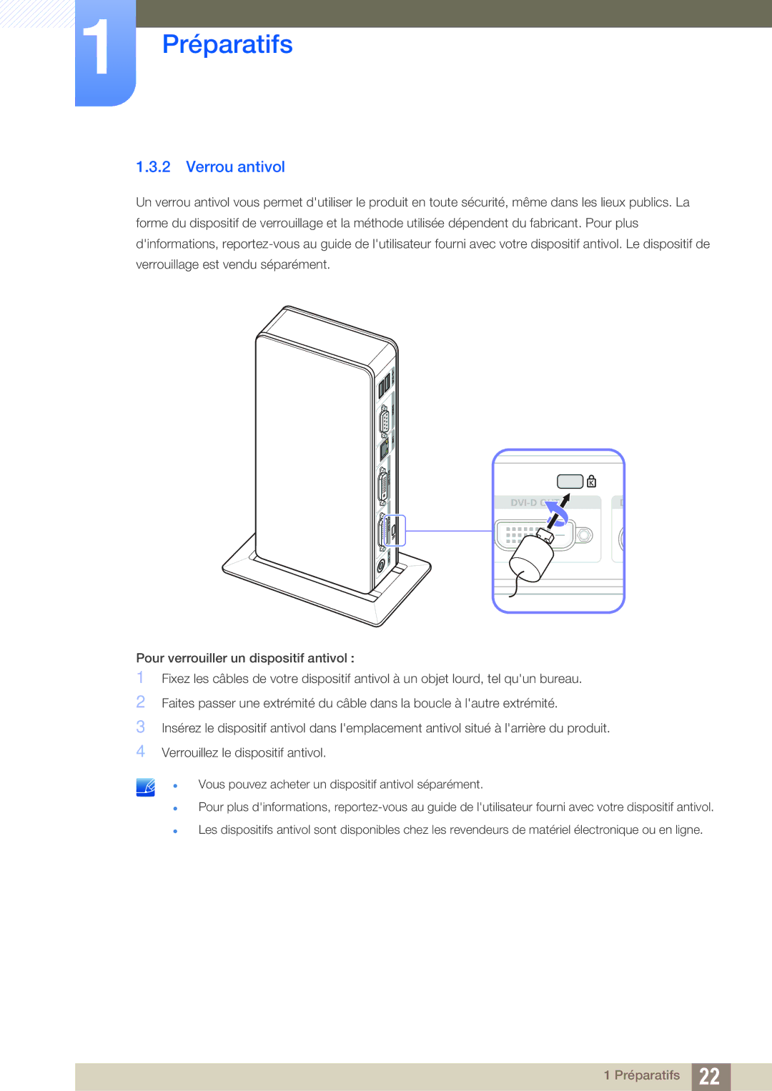 Samsung LF-TXWND/EN, LF-TXWNF/EN manual Verrou antivol 