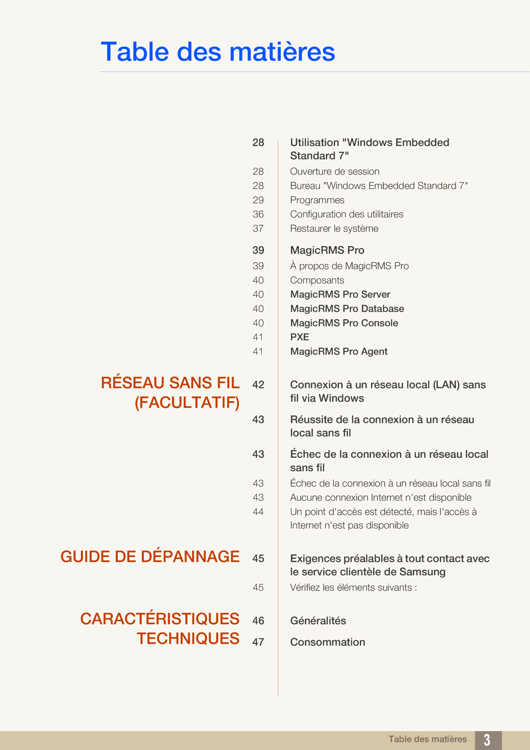 Samsung LF-TXWNF/EN, LF-TXWND/EN manual Généralités Consommation 