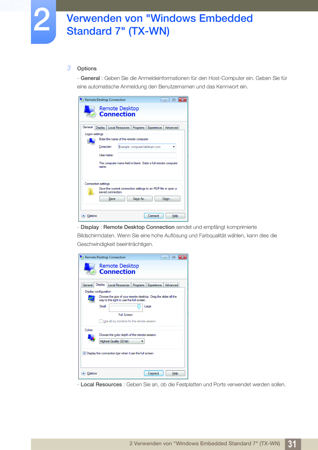 Samsung LF-TXWNF/EN, LF-TXWND/EN manual Verwenden von Windows Embedded Standard 7 TX-WN 