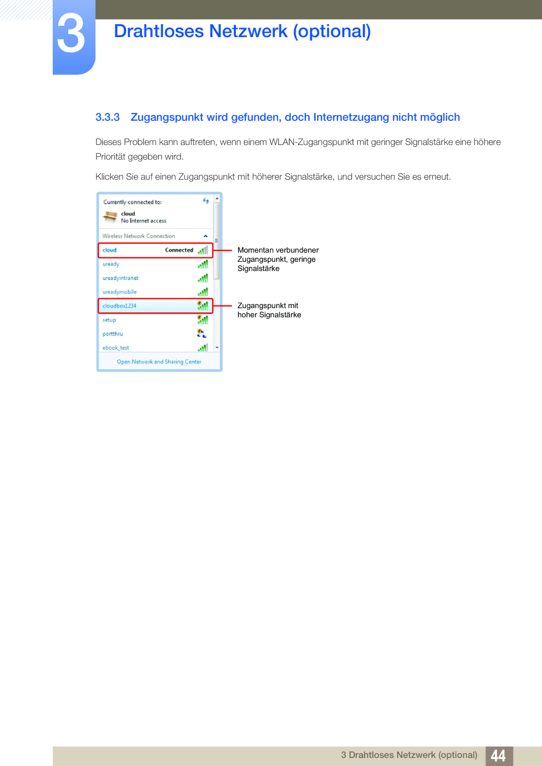 Samsung LF-TXWND/EN, LF-TXWNF/EN manual Drahtloses Netzwerk optional 