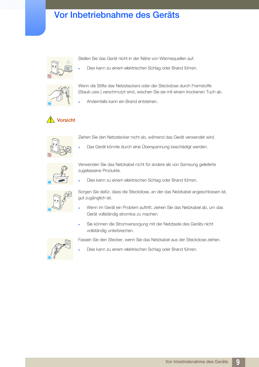 Samsung LF-TXWNF/EN, LF-TXWND/EN manual Vorsicht 