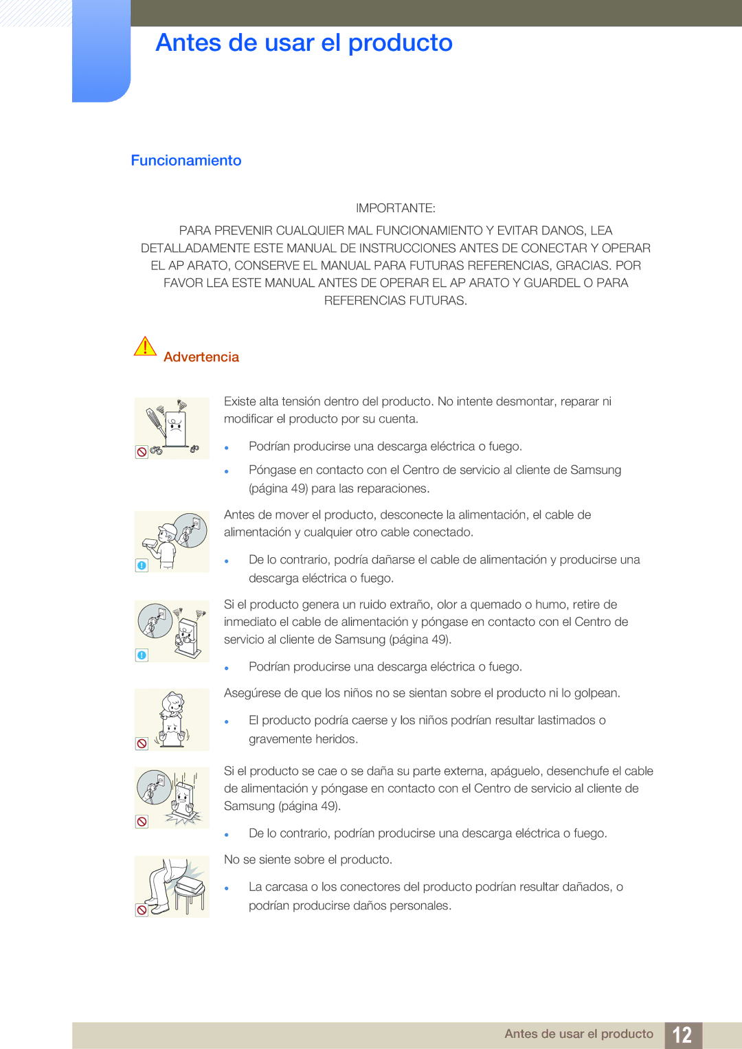 Samsung LF-TXWND/EN, LF-TXWNF/EN manual Funcionamiento 